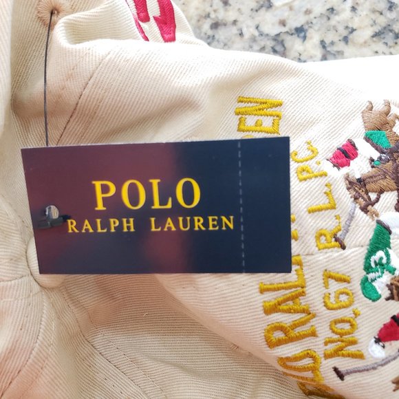 POLO RALPH LAUREN MENS KHAKI "3" POLO PLAYER/PONY LOGO BALL CAP HAT OSFA $49 NWT - Picture 9 of 10
